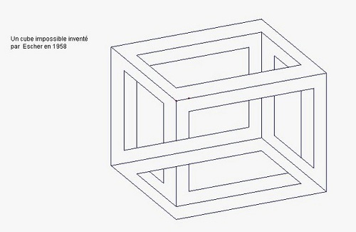 Un cube impossible inventé par Escher en 1958