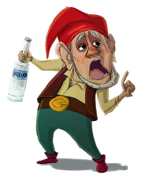 Gnome buvant de la vodka Gnome buvant de la vodka