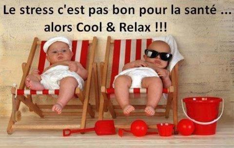 Deux bébés sur des transats : Le stress c'est pas bon pour la santé ... alors Cool et Relax !!!