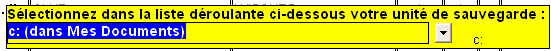 Choix du disque d'export Fenêtre de choix du disque de l'export