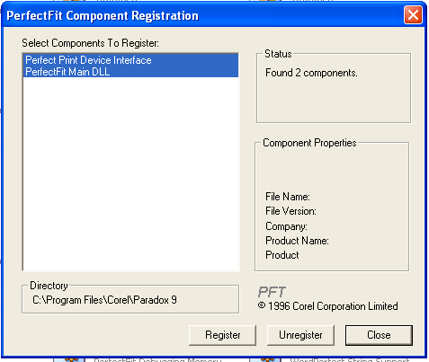 Enregistrement du driver Enregistrement du driver grâce à PFREG.exe