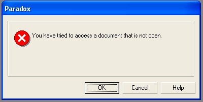 Erreur working directory Message d'erreur d'acces a SIGLES dans paradox Runtime