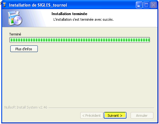 SIGLES fin d'installation
