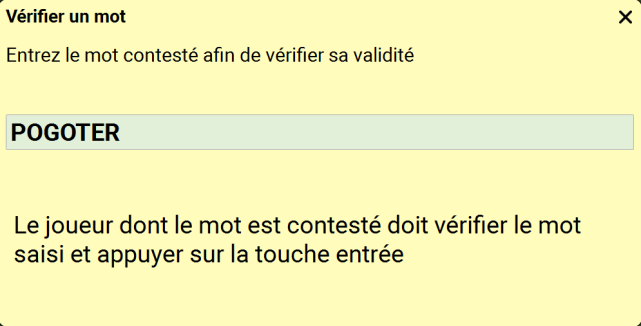 Confirmation du mot à vérifier