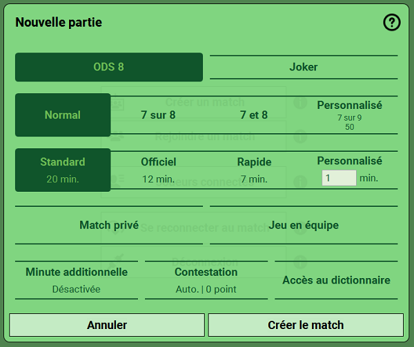 Options de ClassiJeu